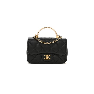 CHANEL MASTER LAMBSKIN QUILTED RESIN MINI TOP HANDLE FLAP AS4847 (19*12*6cm)